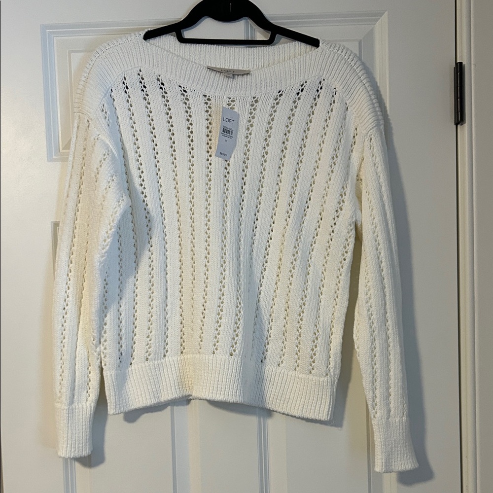 LOFT Women's Cream Knit Sweater